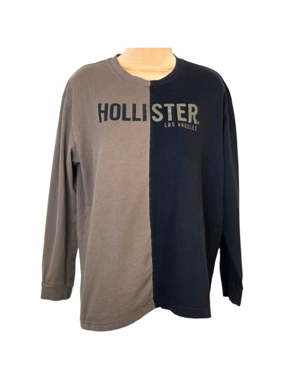 Hollister Oversized Fit Split Two-Tone Long Sleeve Shirt Small 100% Cotton